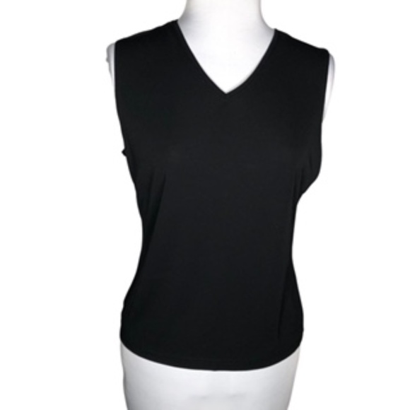 NWOT Kasper Sleeveless V-Neck Black Bust Darted Shell Top Size 14P - Picture 1 of 6